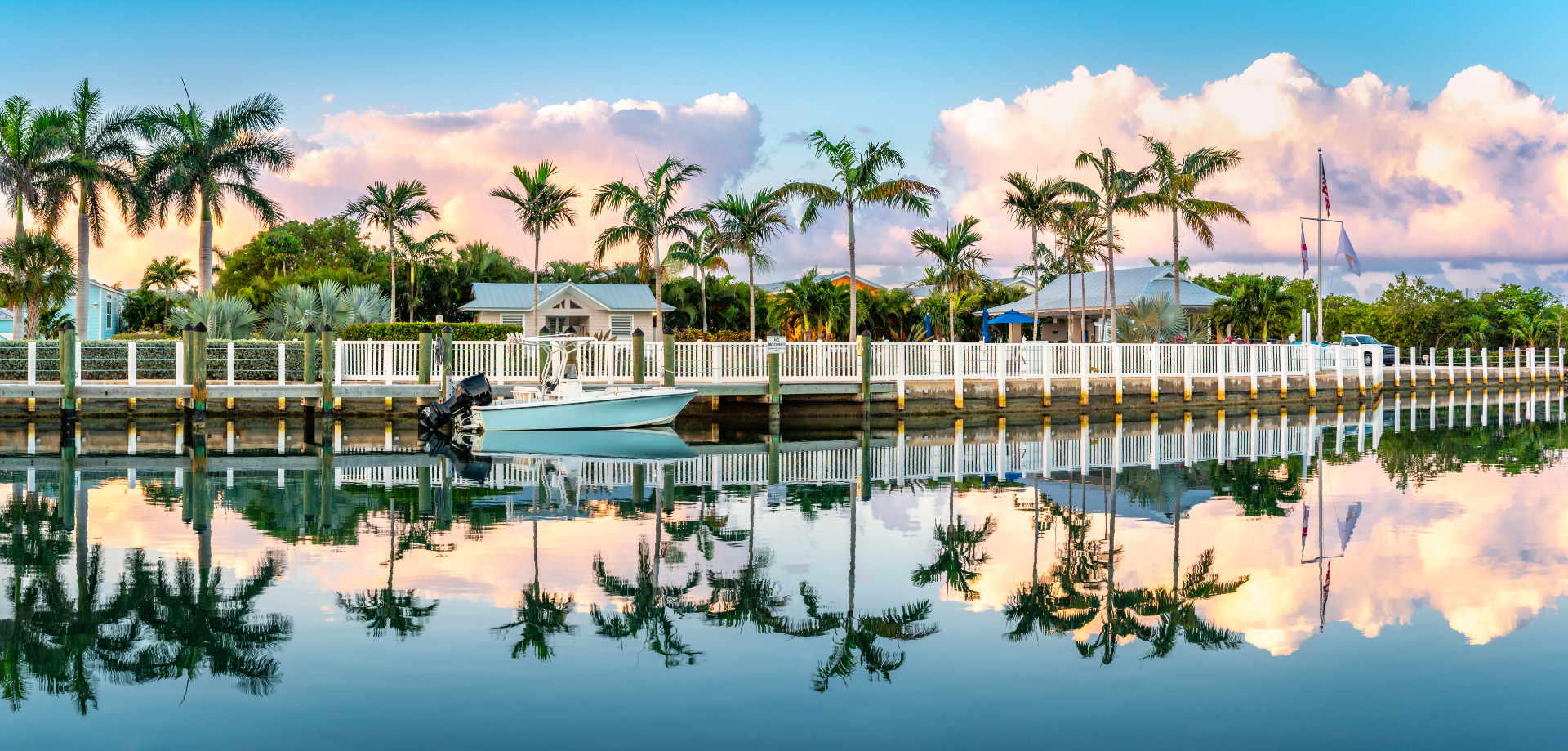 Waterfront homes and private docks along a canal in Key West, Florida