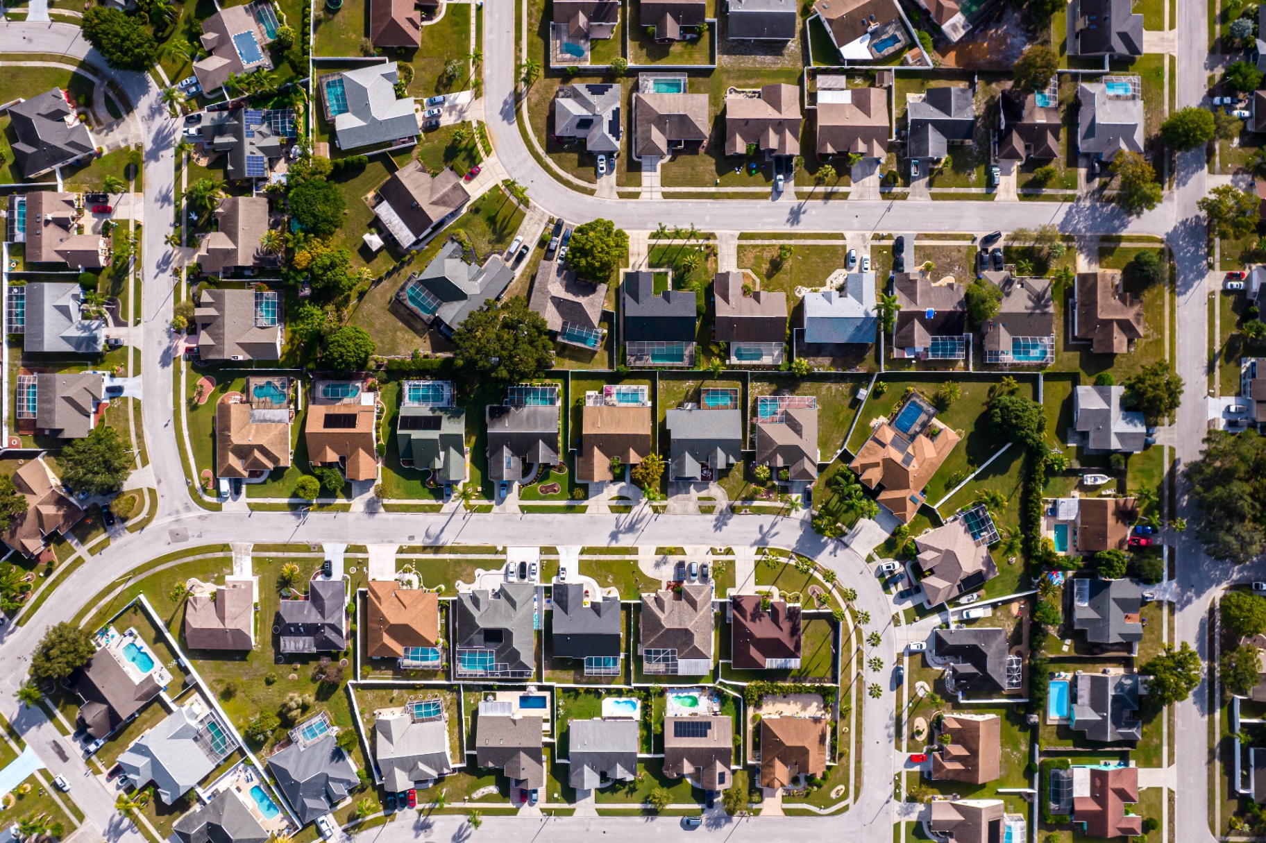 Aerial view of residential neighborhood